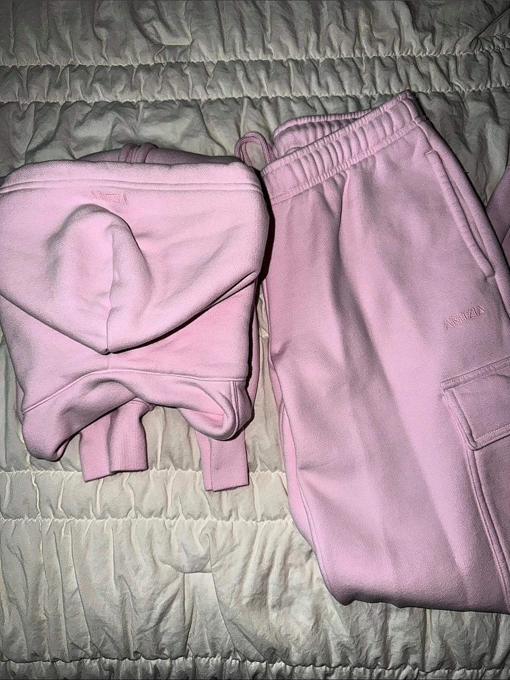 ARITZIA SET - Cozy Sweatfleece Boyfriend Zip Hoodie & Mega Cargo Sweatpant Set H